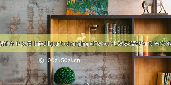智能充电装置 intelligent charging device FEM英语短句 例句大全