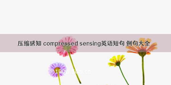 压缩感知 compressed sensing英语短句 例句大全