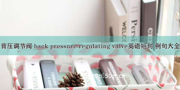 背压调节阀 back pressure regulating valve英语短句 例句大全