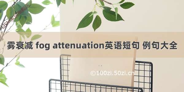 雾衰减 fog attenuation英语短句 例句大全