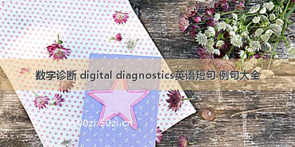 数字诊断 digital diagnostics英语短句 例句大全