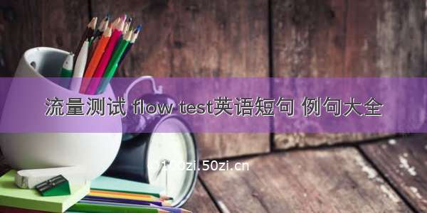 流量测试 flow test英语短句 例句大全