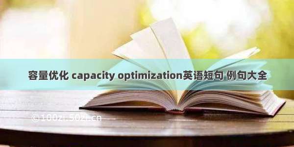 容量优化 capacity optimization英语短句 例句大全