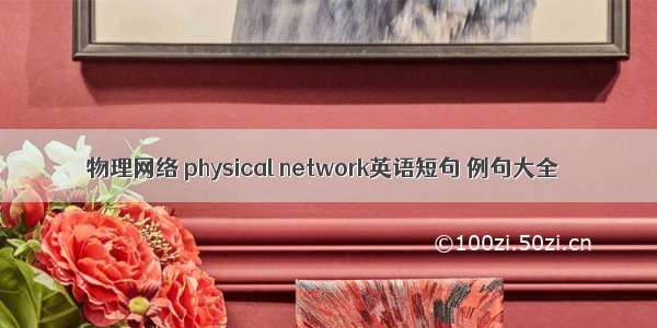 物理网络 physical network英语短句 例句大全