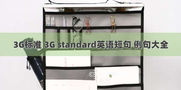 3G标准 3G standard英语短句 例句大全