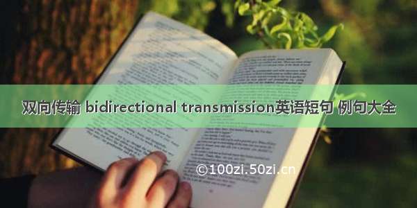 双向传输 bidirectional transmission英语短句 例句大全