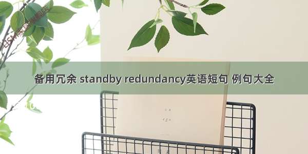 备用冗余 standby redundancy英语短句 例句大全