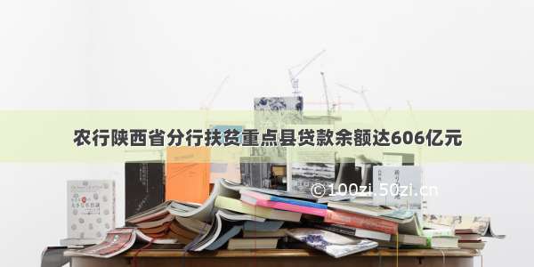 农行陕西省分行扶贫重点县贷款余额达606亿元