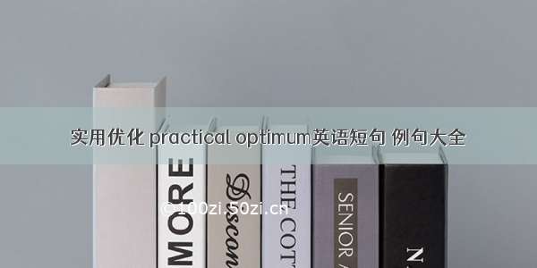 实用优化 practical optimum英语短句 例句大全