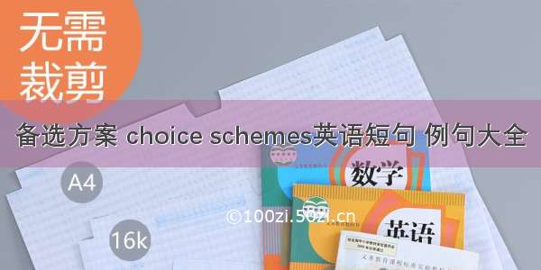 备选方案 choice schemes英语短句 例句大全