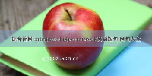 综合管网 integrated pipe network英语短句 例句大全