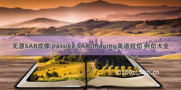 无源SAR成像 passive SAR imaging英语短句 例句大全