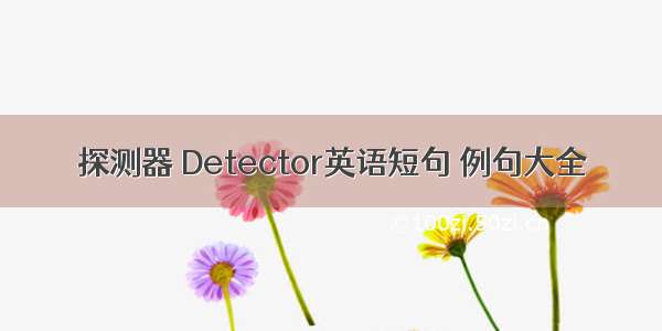 探测器 Detector英语短句 例句大全