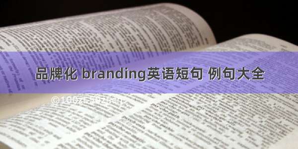 品牌化 branding英语短句 例句大全