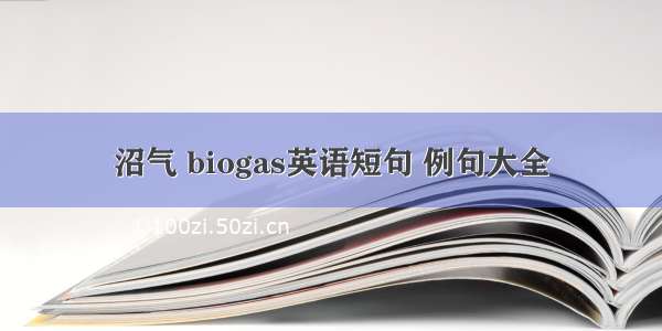 沼气 biogas英语短句 例句大全