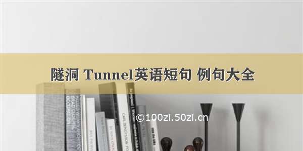 隧洞 Tunnel英语短句 例句大全