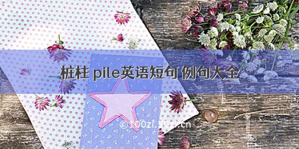 桩柱 pile英语短句 例句大全