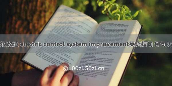 电控改造 electric control system improvement英语短句 例句大全