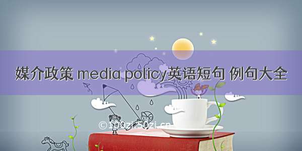 媒介政策 media policy英语短句 例句大全