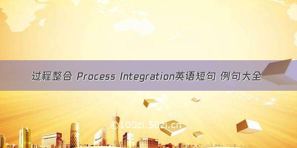 过程整合 Process Integration英语短句 例句大全