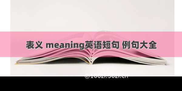 表义 meaning英语短句 例句大全