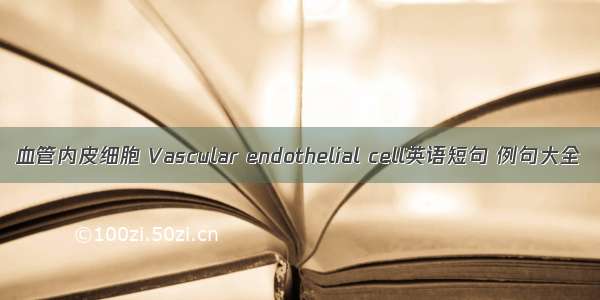 血管内皮细胞 Vascular endothelial cell英语短句 例句大全