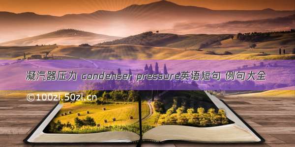 凝汽器压力 condenser pressure英语短句 例句大全