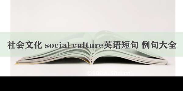 社会文化 social culture英语短句 例句大全