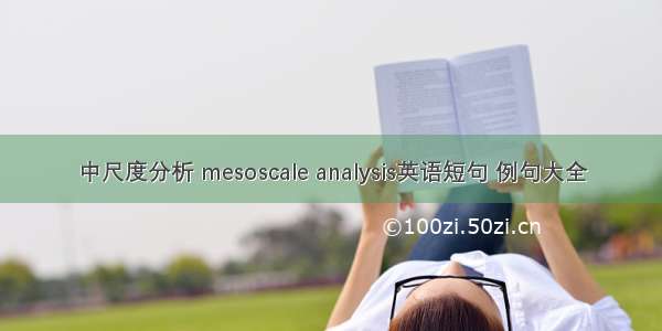 中尺度分析 mesoscale analysis英语短句 例句大全