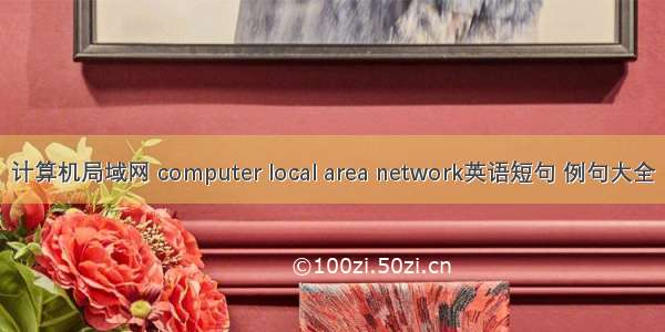 计算机局域网 computer local area network英语短句 例句大全