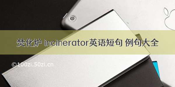 焚化炉 incinerator英语短句 例句大全