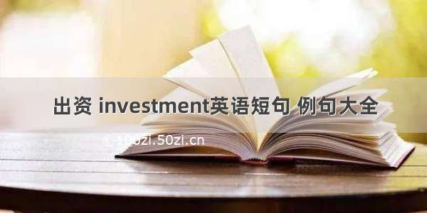 出资 investment英语短句 例句大全