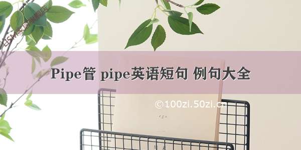 Pipe管 pipe英语短句 例句大全