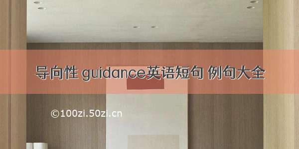 导向性 guidance英语短句 例句大全