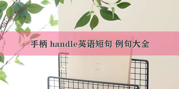 手柄 handle英语短句 例句大全