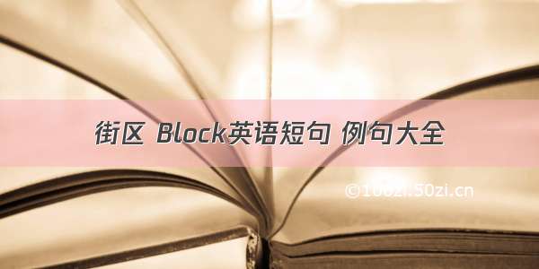 街区 Block英语短句 例句大全