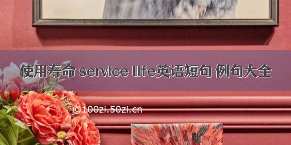 使用寿命 service life英语短句 例句大全