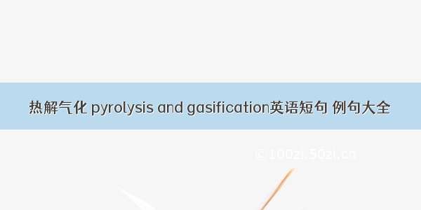 热解气化 pyrolysis and gasification英语短句 例句大全