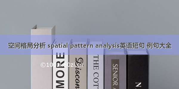 空间格局分析 spatial pattern analysis英语短句 例句大全