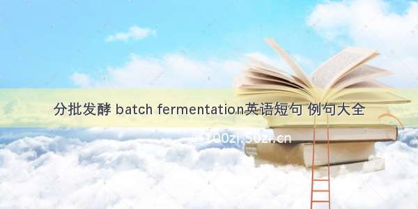 分批发酵 batch fermentation英语短句 例句大全