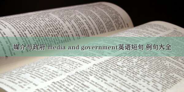 媒介与政府 media and government英语短句 例句大全