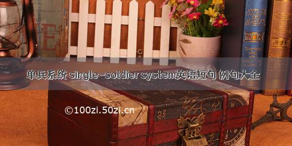 单兵系统 single-soldier system英语短句 例句大全