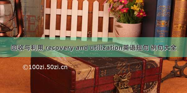 回收与利用 recovery and utilization英语短句 例句大全