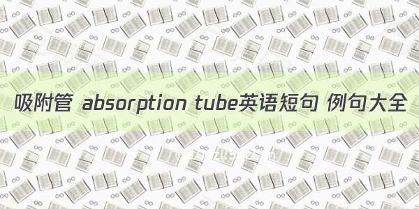 吸附管 absorption tube英语短句 例句大全