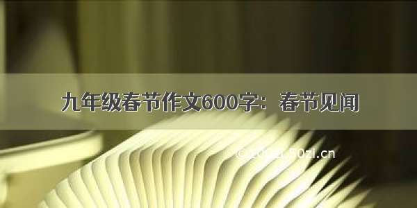 九年级春节作文600字：春节见闻