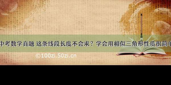 中考数学真题 这条线段长度不会求？学会用相似三角形性质很简单