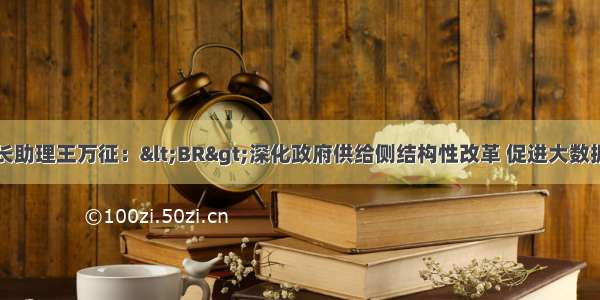 江西上饶市市长助理王万征：&lt;BR&gt;深化政府供给侧结构性改革 促进大数据产业集聚发展