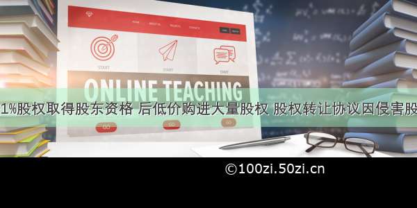 先高价购进1%股权取得股东资格 后低价购进大量股权 股权转让协议因侵害股东优先购买