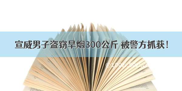 宣威男子盗窃旱烟300公斤 被警方抓获！