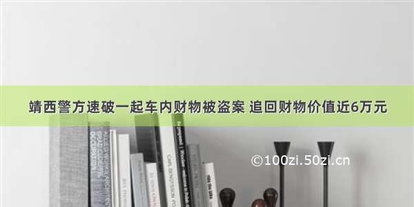 靖西警方速破一起车内财物被盗案 追回财物价值近6万元